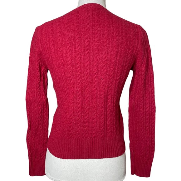 Wool Cashmere Cable Knit Sweater EUC M Women Angora Burgundy Viscose Red - Picture 6 of 16
